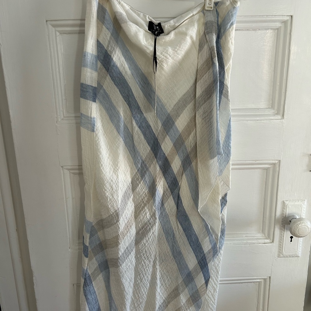 Worth Asymmetrical Blue and White Skirt